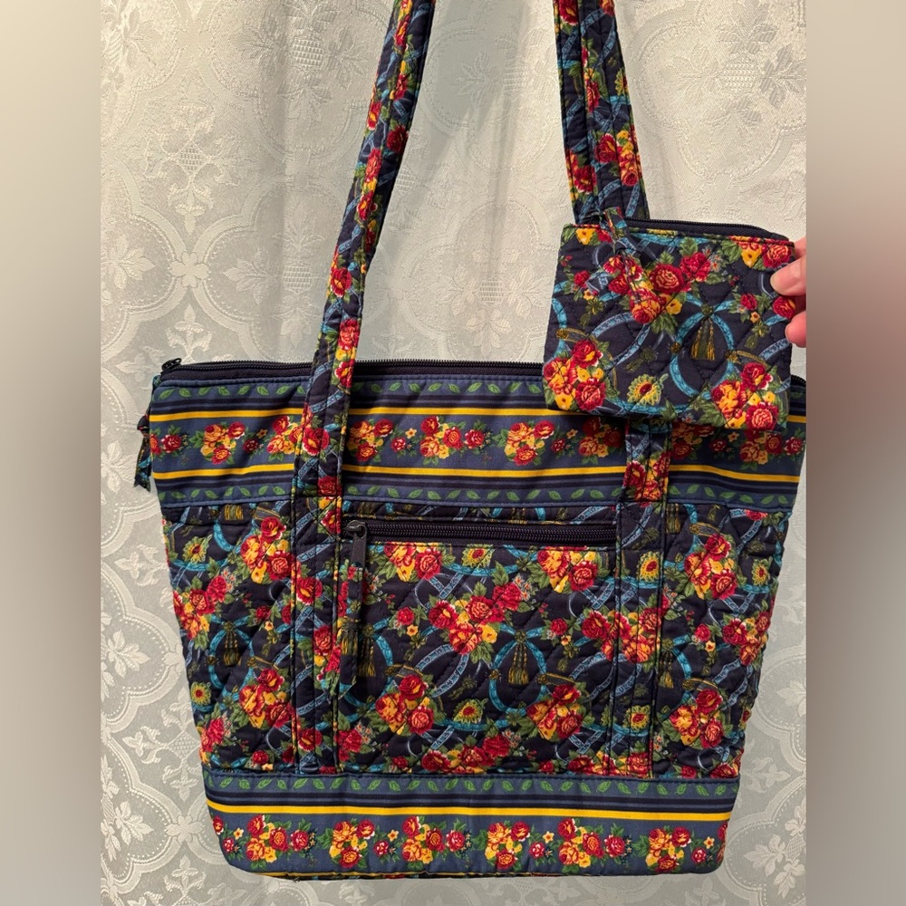 Multicolored Quilted Tote Shoulder Bag & Coin Purse NWOT $49